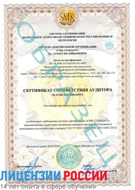 Образец сертификата соответствия аудитора №ST.RU.EXP.00014299-1 Мичуринск Сертификат ISO 14001
